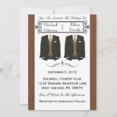 Bruin Tuxedo Gay Wedding Invitaties Kaart (Voorkant)