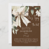 Bruin Tying The Knot Bow Hydrangea Wedding Shower Kaart (Voorkant)