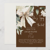 Bruin Tying The Knot Bow Hydrangea Wedding Shower Kaart (Voorkant / Achterkant)