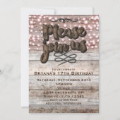 Bruin Type Rustiek Hout & Lichten Elegante Uitnodi Kaart (Voorkant)