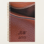 Bruin Unzipped faux Leather met Initialen Planner (Voorkant)