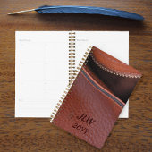 Bruin Unzipped faux Leather met Initialen Planner