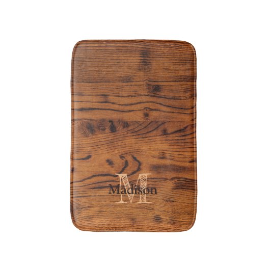  bruin verbrand hout Monogram Badmat (Voorkant Verticaal)
