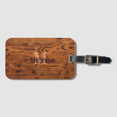  bruin verbrand hout Monogram Bagagelabel (Voorkant (horizontaal))