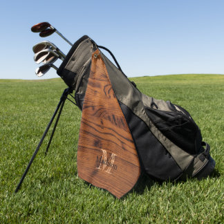  bruin verbrand hout Monogram Golfhanddoek