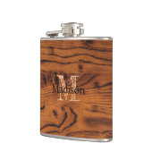 bruin verbrand hout Monogram Heupfles (Links)