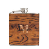 bruin verbrand hout Monogram Heupfles (Voorkant)