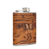  bruin verbrand hout Monogram Heupfles (Rechts)