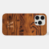bruin verbrand hout Monogram iPhone Hoesje (Achterkant horizontaal)