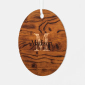 bruin verbrand hout Monogram Metalen Ornament (Voorkant links)
