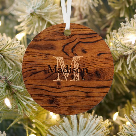 bruin verbrand hout Monogram Metalen Ornament (Insitu)