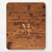 bruin verbrand hout Monogram Muismat (Voorkant)