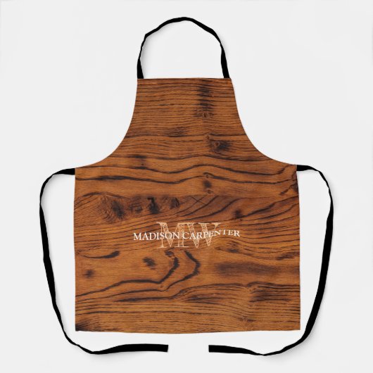  bruin verbrand hout Monogram Schort (Voorkant)