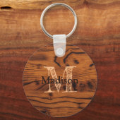  bruin verbrand hout Monogram Sleutelhanger (Achterkant)