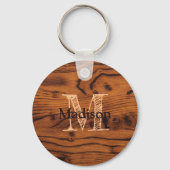  bruin verbrand hout Monogram Sleutelhanger (Achterkant)