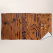  bruin verbrand hout Monogram Strandlaken (Voorkant)