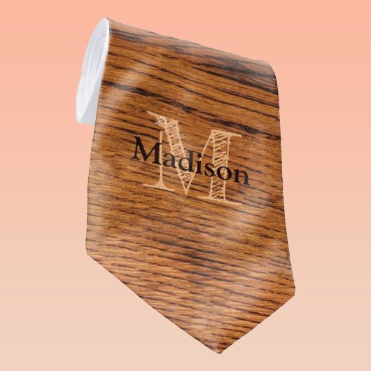  bruin verbrand hout Monogram Stropdas