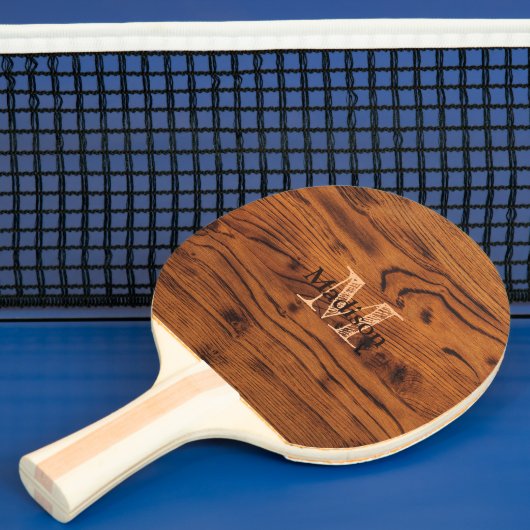  bruin verbrand hout Monogram Tafeltennisbatje (Insitu)