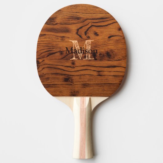  bruin verbrand hout Monogram Tafeltennisbatje (Voorkant)