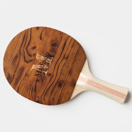  bruin verbrand hout Monogram Tafeltennisbatje (Zijkant)
