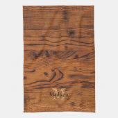bruin verbrand hout Monogram Theedoek (Verticaal)