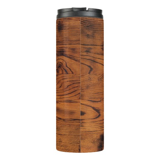  bruin verbrand hout Monogram Thermosbeker (Achterkant)