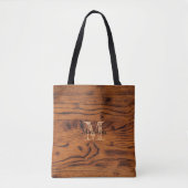  bruin verbrand hout Monogram Tote Bag (Voorkant)