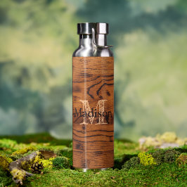  bruin verbrand hout Monogram Waterfles