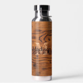 bruin verbrand hout Monogram Waterfles (Links)