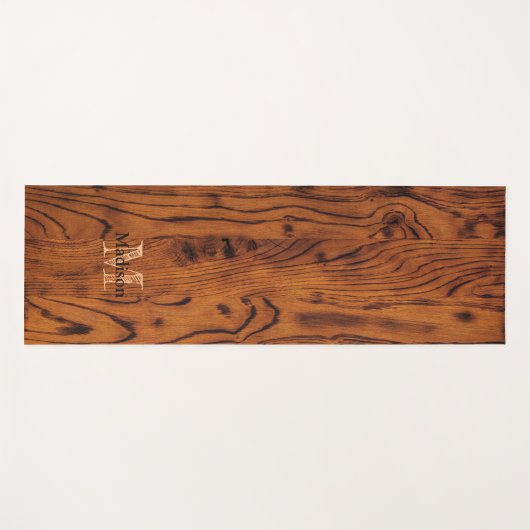  bruin verbrand hout Monogram Yoga Mat (Voorkant (horizontaal))