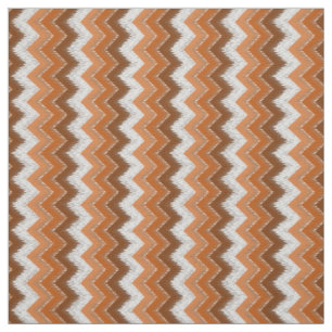 Bruin verbrand Oranje wit Ikat Zigzag Art Pattern Stof