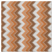 Bruin verbrand Oranje wit Ikat Zigzag Art Pattern Stof (Close Up)