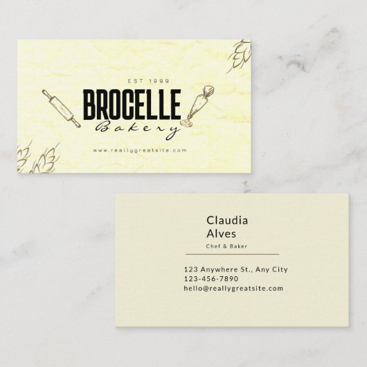 Bruin Verfrommelde Document Textuur Restaurant Bak Visitekaartje (Voorkant / Achterkant)