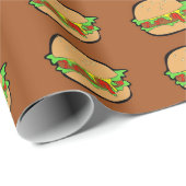 BRUIN VERPAKKEND DOCUMENT MET RIJEN VAN HAMBURGERS CADEAUPAPIER (Rol Hoek)