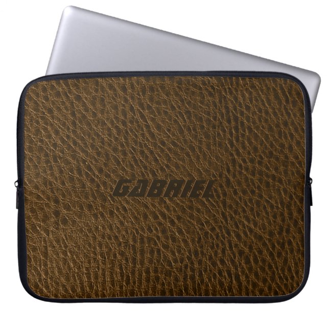 Bruin versleten folieblikvanger laptop sleeve (Voorkant)