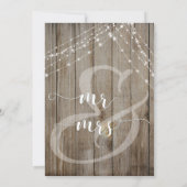 Bruin Verweerd Hout en Witte Lichtjes Bruiloft Kaart (Achterkant)
