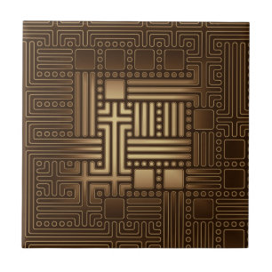 Bruin vierkant Bronze Tone Maze Keramische Tile Tegeltje