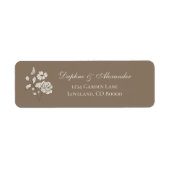 Bruin Vintage Bloem Motief Retouradres Label (Voorkant)