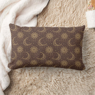 Bruin vintage maan decoratief patroon kussen
