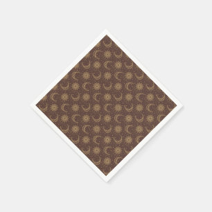 Bruin vintage maan decoratief patroon servet