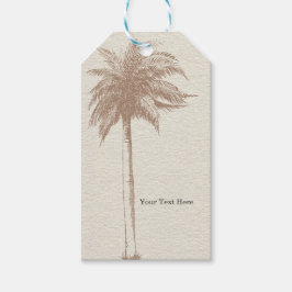 Bruin vintage palmbomen strand trouwgunst cadeaulabel