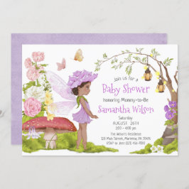 Bruin Violet Fairy Floral Baby shower Kaart
