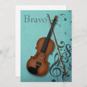 Bruin Violin & Bow Haute Bofoome Turquoise Custom Bedankkaart (Voorkant / Achterkant)