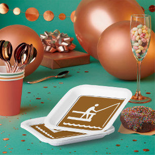 Bruin visgebied bord visser op steiger