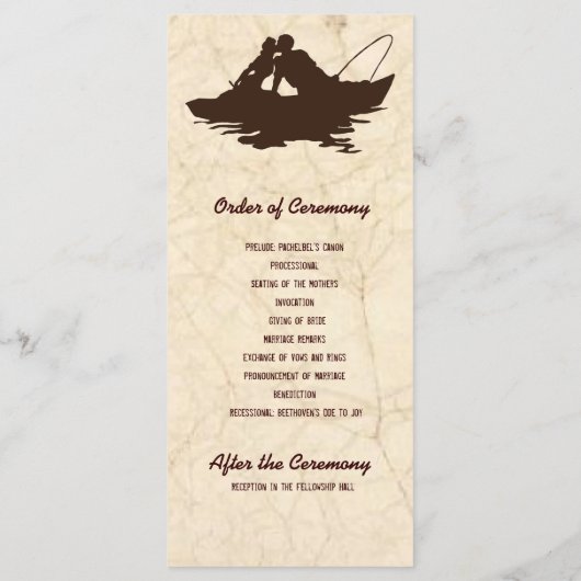 Bruin Vist liefhebbers bruiloft programma Programmakaart (Achterkant)