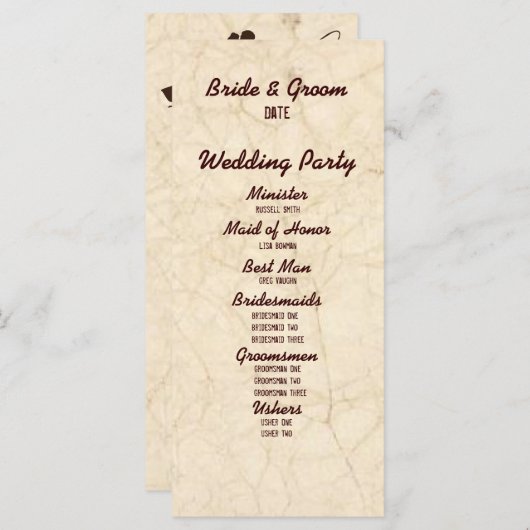 Bruin Vist liefhebbers bruiloft programma Programmakaart (Voorkant / Achterkant)