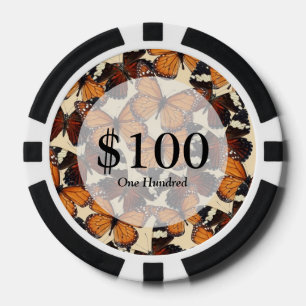 Bruin vlinderpatroon pokerchips
