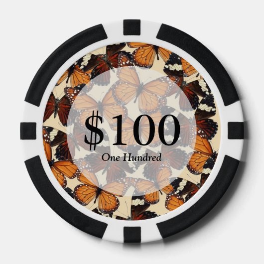 Bruin vlinderpatroon pokerchips (Voorkant)