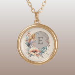 Bruin voeg initiaal bloesem toe goud vergulden ketting<br><div class="desc">Versier jezelf met dit charmante Zazzle-ketting, met een delicaat bloemontwerp. Personaliseer het met uw initiaal in bruin om het uniek van u te maken! Perfect voor elke gelegenheid, dit ketting voegt een vleugje elegantie en een pop kleur aan uw outfit. Het is een mooie manier om je individualiteit te vieren...</div>