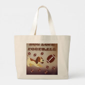 Bruin Voetbal Football Spel Dag Sporthond Grote Tote Bag (Achterkant)